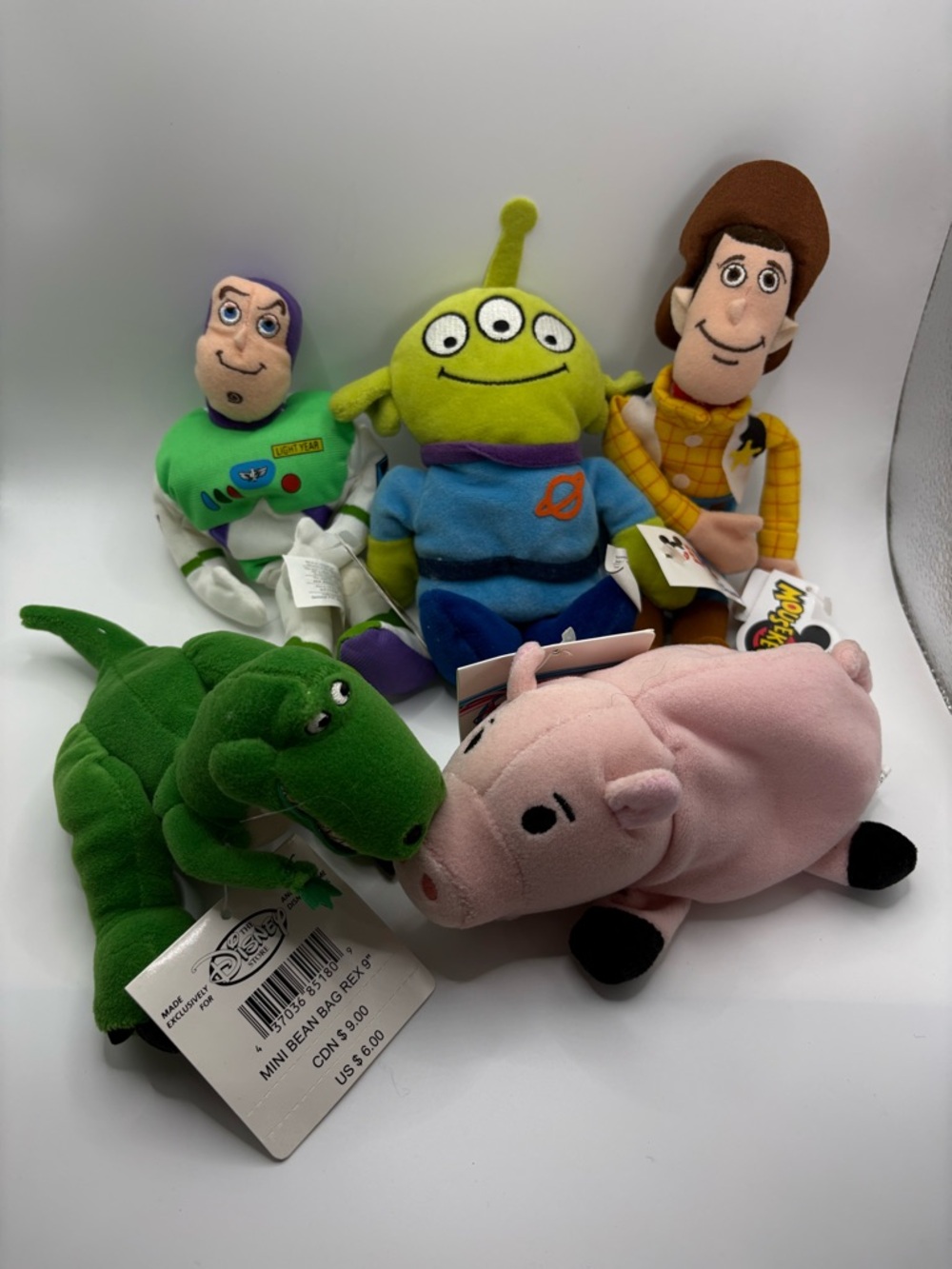 Disney Toy Story Plush Character Set - Green, Pink, Blue, Yellow, Brown